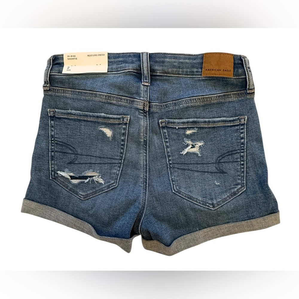 American Eagle Outfitters Women's Dark Blue Ripped Jean Shorts Size 2 W 26 NWT - Picture 12 of 16